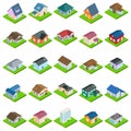 House icons set, isometric style Royalty Free Stock Photo