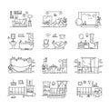 House icon set. Simple vector illustrations of modern house interior design.