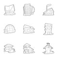 House icons set, outline style Royalty Free Stock Photo