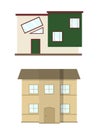 House illustration. Home exterior set in flat style. House modern and traditional.