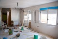 House indoor improvements in a messy room construction Royalty Free Stock Photo