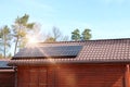 House with installed solar panels on roof. Alternative energy Royalty Free Stock Photo