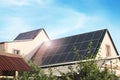 House with installed solar panels on roof. Alternative energy source Royalty Free Stock Photo