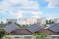 House with solar panels on roof. Alternative energy source Royalty Free Stock Photo