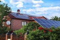 House with solar panels on roof. Alternative energy source Royalty Free Stock Photo