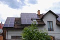 House with solar panels on roof. Alternative energy source Royalty Free Stock Photo