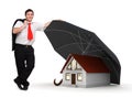 House insurance - Business man - Umbrella Royalty Free Stock Photo
