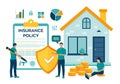 House Insurance concept. House insurance business services. Residential home real estate protection. Safety security shield. Royalty Free Stock Photo