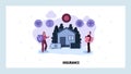 House insurance concept. Life, medical insurance plan. Protect your home. Vector web site design template. Landing page Royalty Free Stock Photo