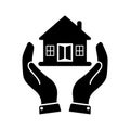 House Insurance, home loan black icon