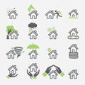 House insurance services icons. Royalty Free Stock Photo