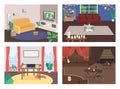 House interior flat color vector illustration set Royalty Free Stock Photo