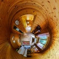 House interior in little planet view style Royalty Free Stock Photo