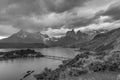 House on the island in Lake Pehoe, Torres del Paine National Park, Patagonia, Chile Royalty Free Stock Photo