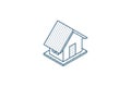 House isometric icon. 3d line art technical drawing. Editable stroke vector
