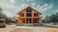 A house in its construction in a new home frame Royalty Free Stock Photo