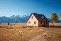 House on the John Moulton ranch in Mormon Row Historic District in Grand Teton National Park, Wyoming Royalty Free Stock Photo