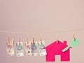 House with key and banknotes Royalty Free Stock Photo