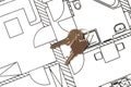 House key on a blueprint Royalty Free Stock Photo