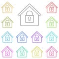 House, key, clock multi color icon. Simple thin line, outline vector of real estate icons for ui and ux, website or mobile Royalty Free Stock Photo