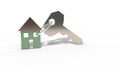 House key concept on white, 3d render Royalty Free Stock Photo