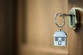 House key in a door Royalty Free Stock Photo
