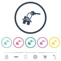 House key flat color icons in round outlines