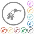 House key flat icons with outlines