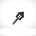 house key icon. Eps 10 vector. Flat design of key and house. connection of the house with the key. vector idea. key and home icon Royalty Free Stock Photo