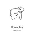 house key icon vector from real estate collection. Thin line house key outline icon vector illustration. Linear symbol for use on Royalty Free Stock Photo