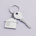 House key on keychain isolated on white background Royalty Free Stock Photo