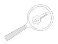 House and key with Magnifying Glass, House hunting. Royalty Free Stock Photo