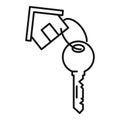 House key mortgage icon, outline style