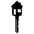 House key shaped like a house with window and door vector key to home of a happy family life Royalty Free Stock Photo
