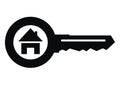 House at key, black vector icon, eps.