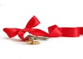 House keys decorated by ribbon