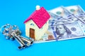 House, keys and dollars. Buying and renting real estate. Bank credit for property. Save money. Invest for future home Royalty Free Stock Photo