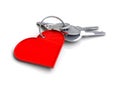 House keys with heart icon keyring. Concept for key to my heart. love.