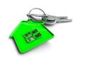 House keys with home icon keyring. Concept for owning a home. Royalty Free Stock Photo