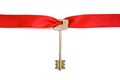 House keys with red ribbon
