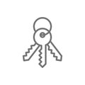 House keys, security symbol line icon.