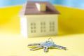 House keys on yellow background.Family dream house, apartment, housing.