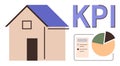 House with KPI metrics and pie chart visualization for performance management and analytics Royalty Free Stock Photo
