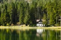 House on Lake Dobbiaco Dolomites Italy Royalty Free Stock Photo