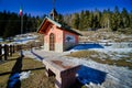 house on the lake, photo as a background , in the italian european dolomiti alps mountains in vicenza north italy, europe Royalty Free Stock Photo