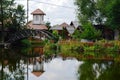 house by the lake and reflection in the lake water Royalty Free Stock Photo