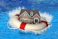 House With Life Preserver Crashing Royalty Free Stock Photo