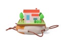 House on a life preserver.3D illustration. Royalty Free Stock Photo