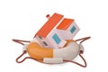 House on a life preserver.3D illustration. Royalty Free Stock Photo