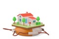 House on a life preserver.3D illustration. Royalty Free Stock Photo